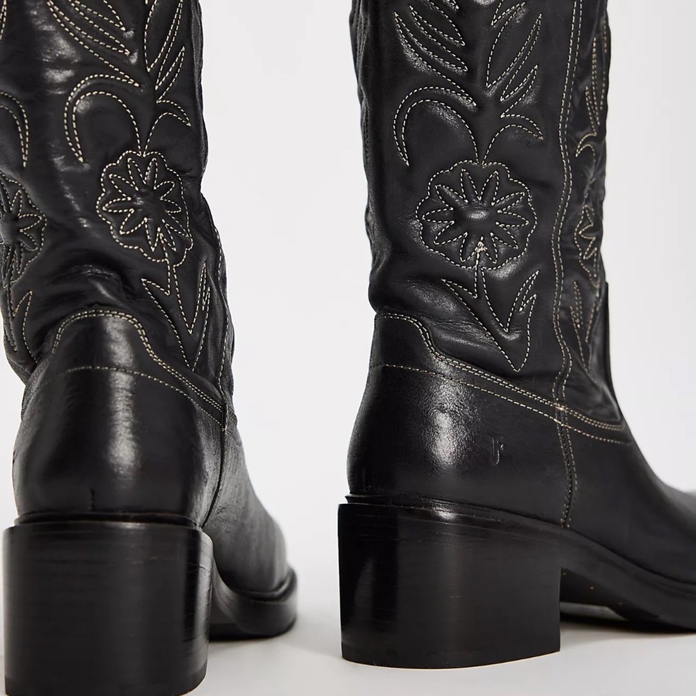 NEW Frye Kate Deco Stich Boots Black Size 9 - Picture 2 of 2